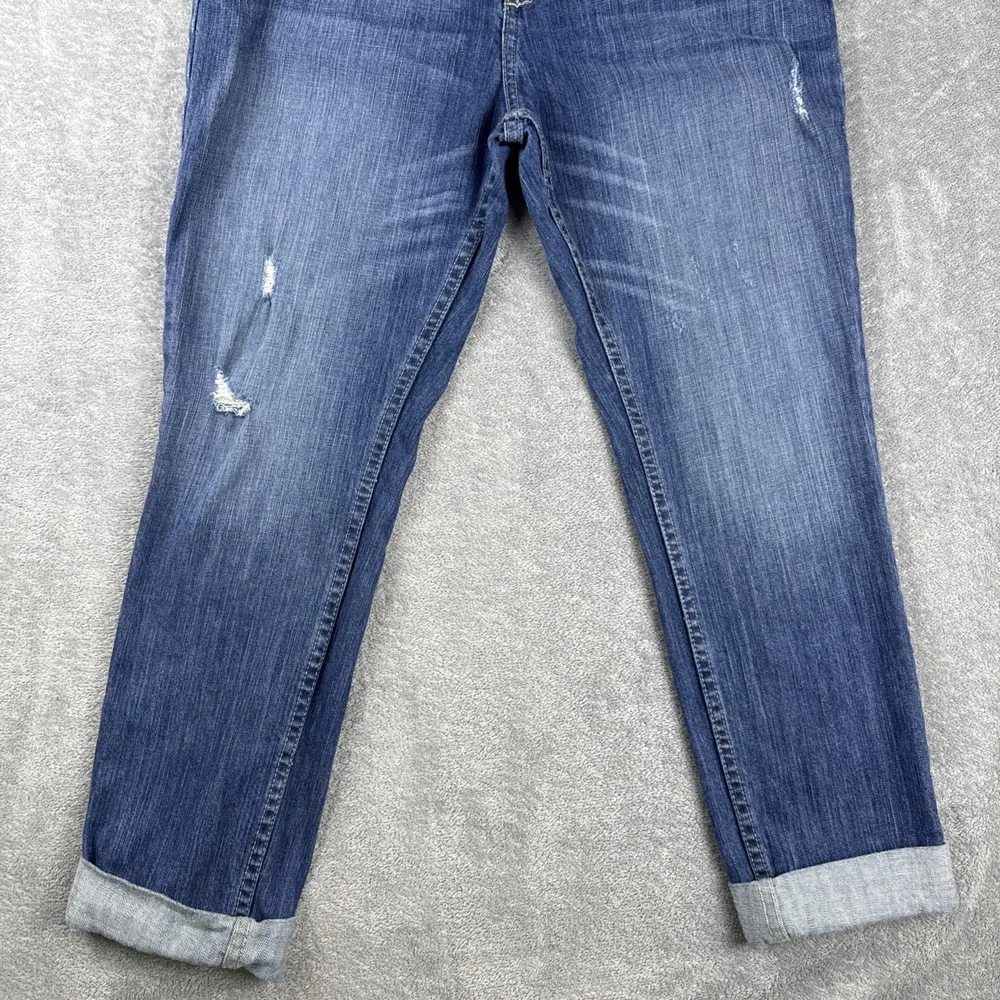 Harley Davidson Capri Jeans Womens 30 Blue Denim Cuffed Low Rise Subtle Distress